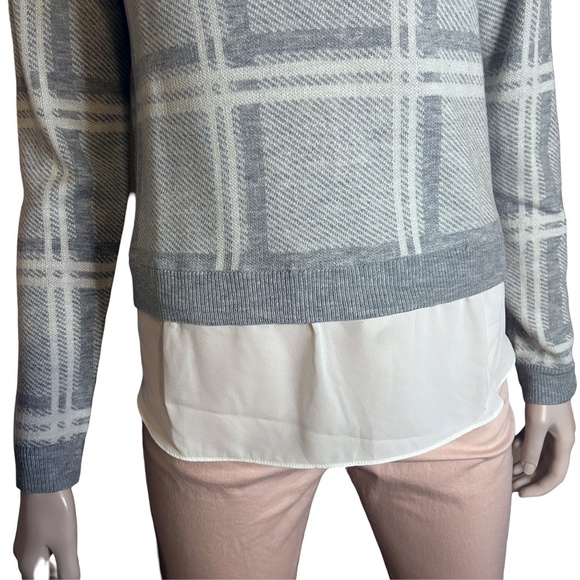 Camber & Grace Cheater Sweater Tunic Grey White Plaid Illusion Blouse Super Soft - Picture 10 of 14